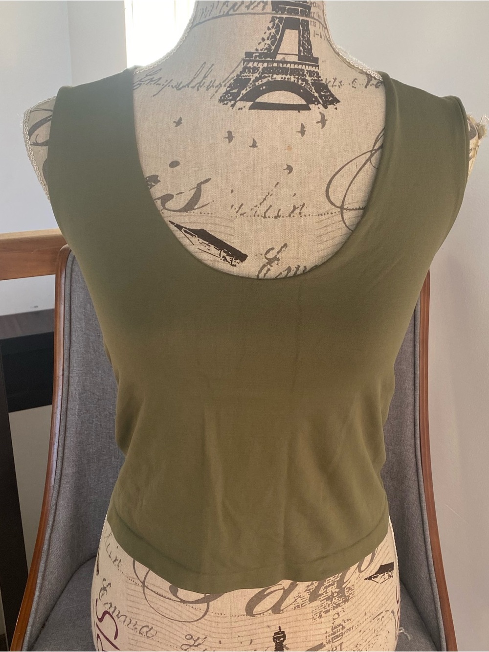 Free People Olive Scoop Crop Tank